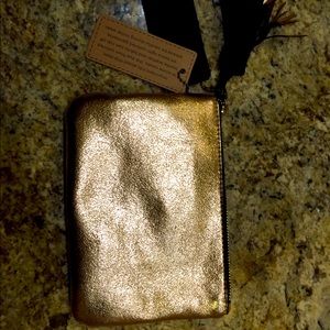 GOLD & BLACK SUEDE LEATHER BAG